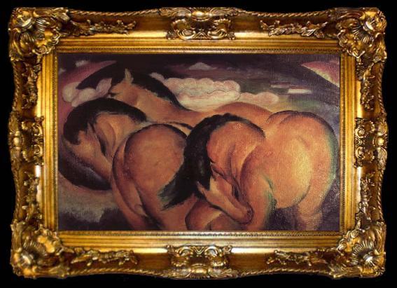 framed  Franz Marc The small yellow horses, ta009-2